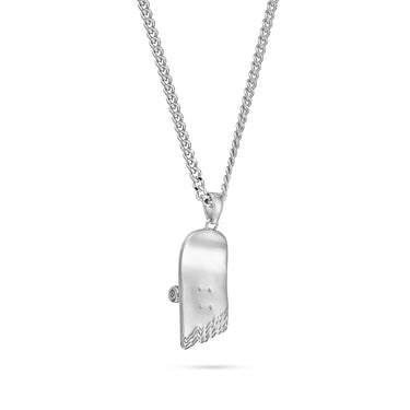 Colgante de patineta rota (plata)